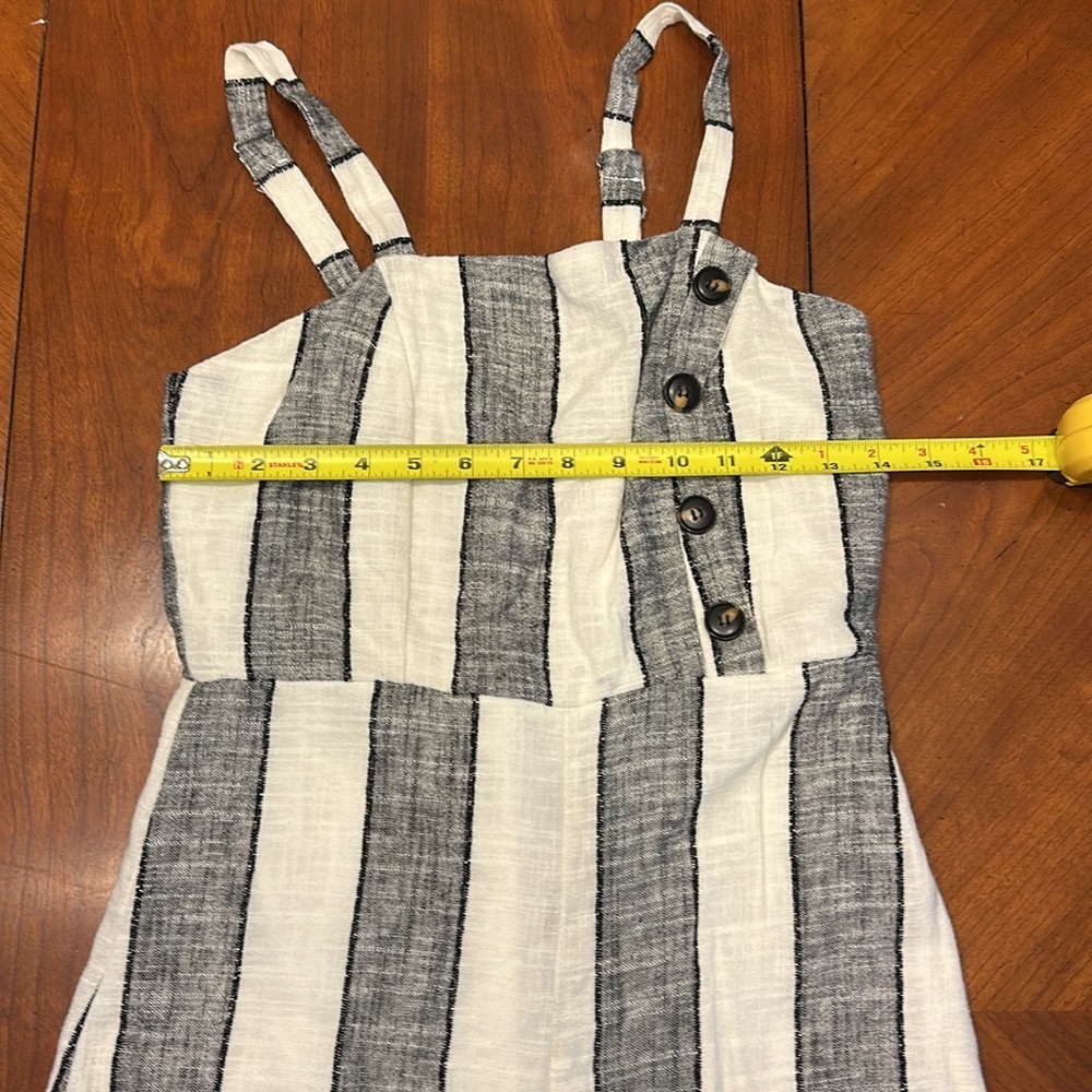 Urban Romantics Jumpsuit Romper Womens L Striped Linen Blend Wide Leg Sleeveless - Picture 4 of 9